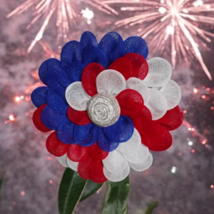 Handmade Patriotic Mesh Flower-1